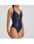 Marie Jo SAN DOMINO 1005532-EVB, Padded Τriangle Swimsuit Ολόσωμο μαγιό σαν δέρμα φιδιού ΜΠΛΕ ΣΚΟΥΡΟ 
